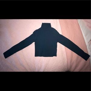 Long sleeved cropped turtle neck shirt